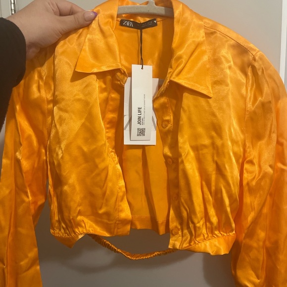 Zara long sleeve satin orange top - Picture 4 of 5